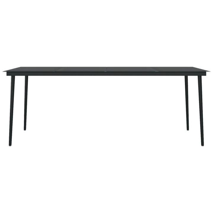 havebord 200x100x74 cm stål og glas sort