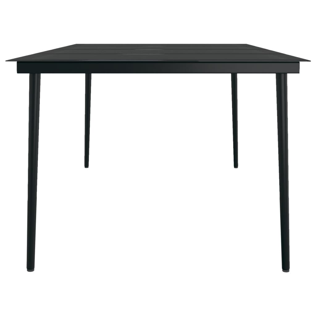 havebord 200x100x74 cm stål og glas sort