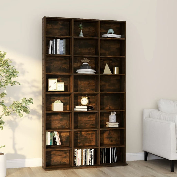 reol 102x23x177,5 cm konstrueret træ røget egetræsfarve
