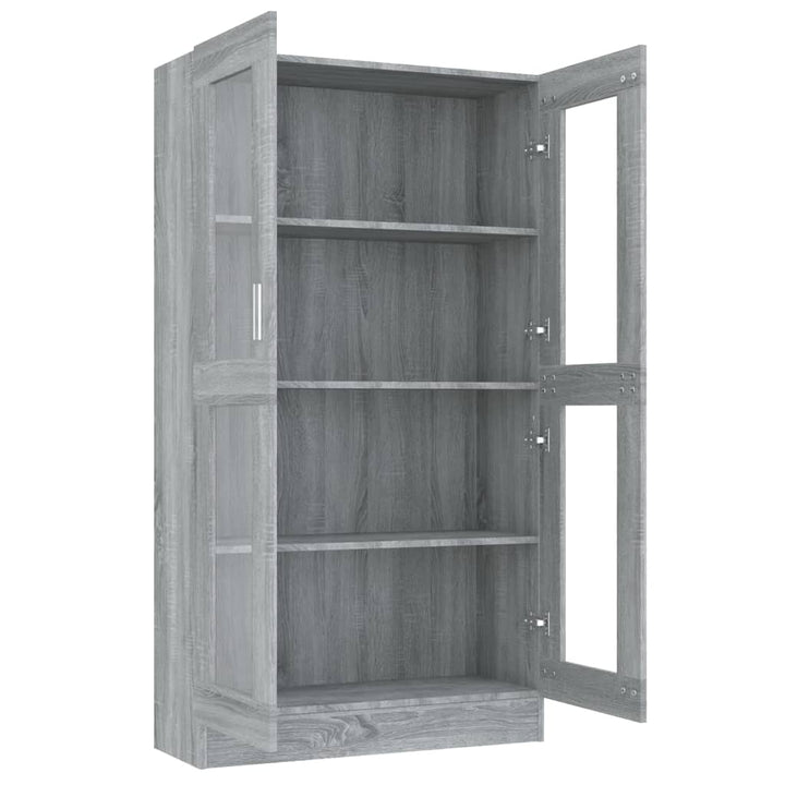 vitrineskab 82,5x30,5x150 cm konstrueret træ grå sonoma-eg