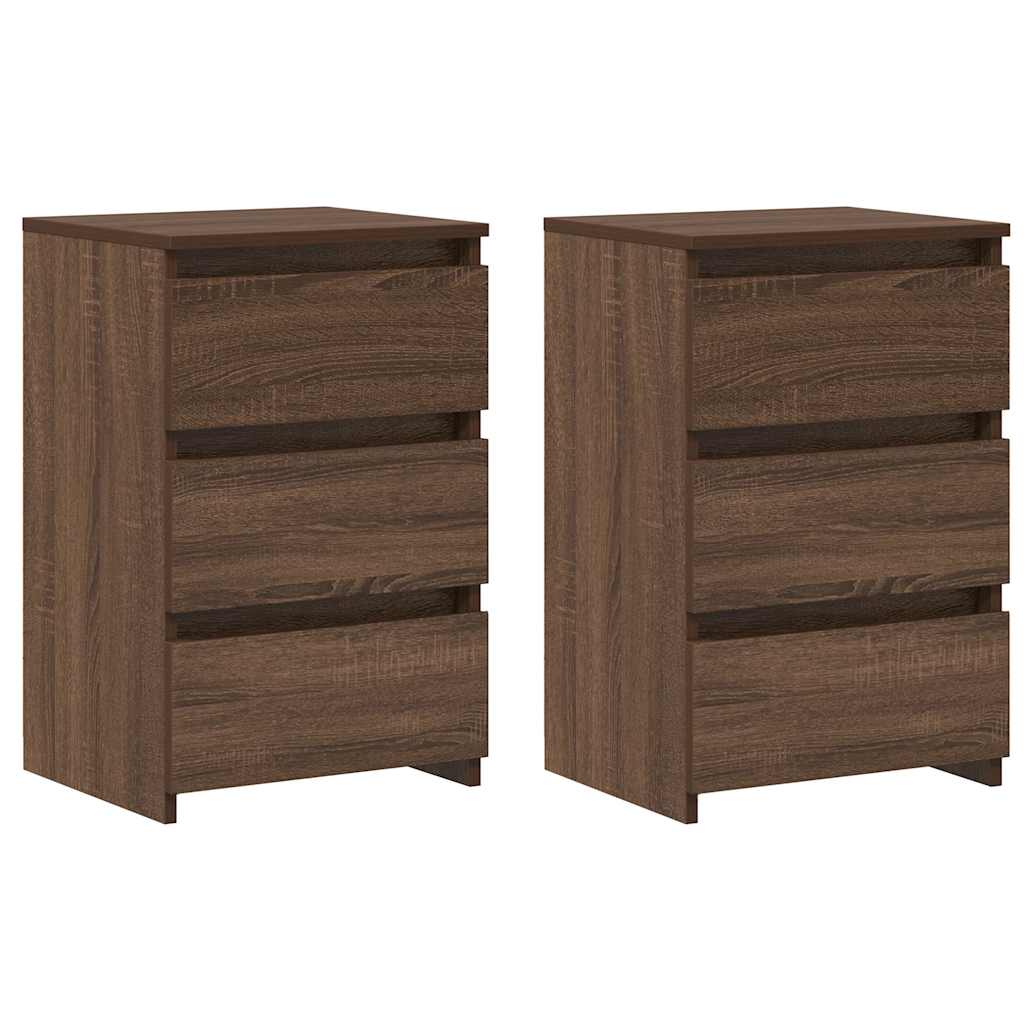 sengeborde 2 stk. 40x35x62,5 cm konstrueret træ brunt egetræ