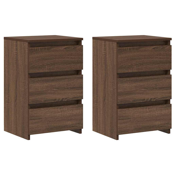 sengeborde 2 stk. 40x35x62,5 cm konstrueret træ brunt egetræ