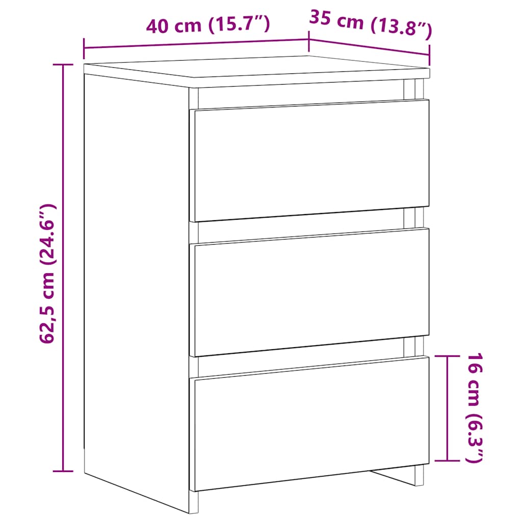 sengeborde 2 stk. 40x35x62,5 cm konstrueret træ brunt egetræ