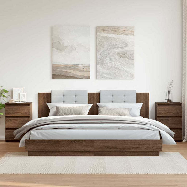 sengeborde 2 stk. 40x35x62,5 cm konstrueret træ brunt egetræ