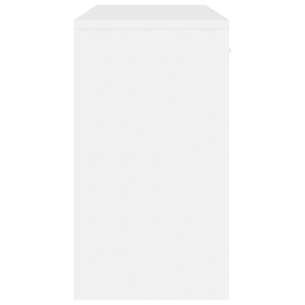 skrivebord m. skab 100x40x73 cm konstrueret træ hvid højglans