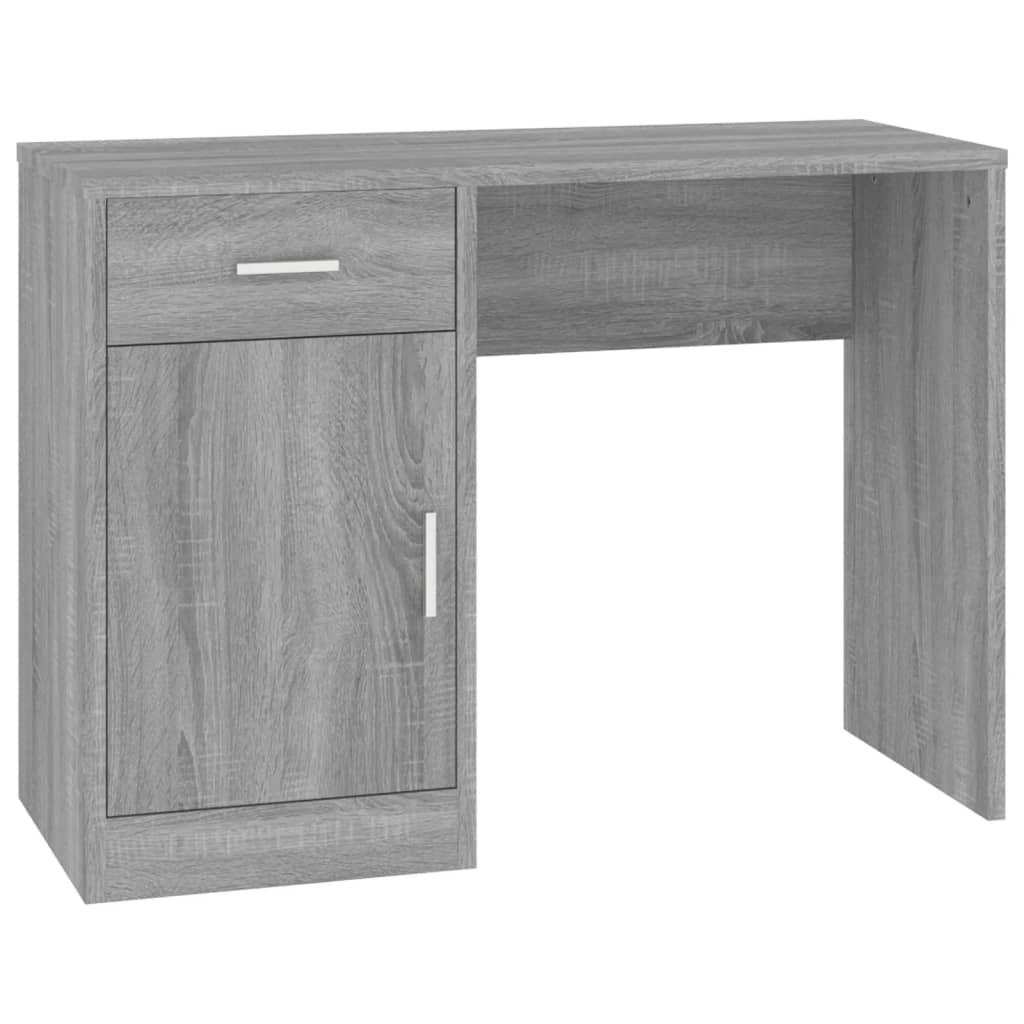 skrivebord med skab 100x40x73 cm konstrueret træ grå sonoma-eg