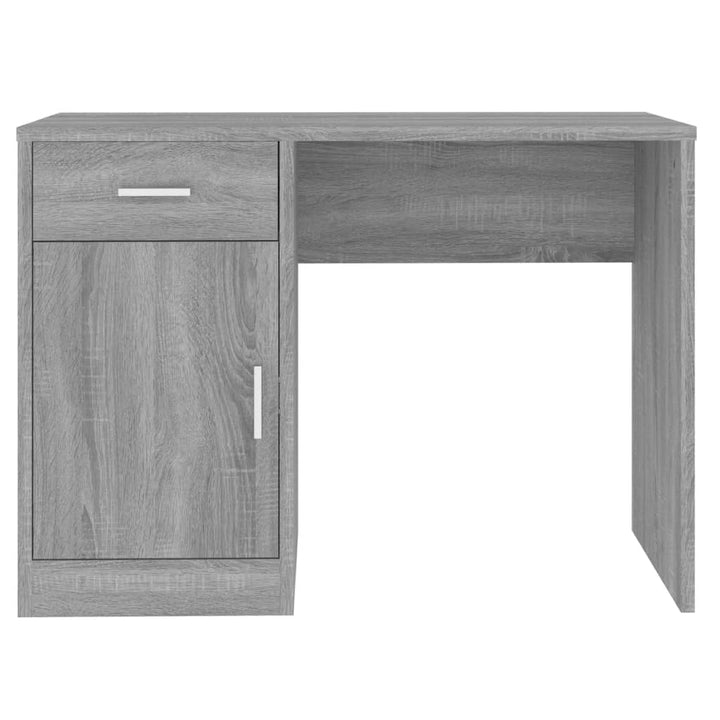 skrivebord med skab 100x40x73 cm konstrueret træ grå sonoma-eg