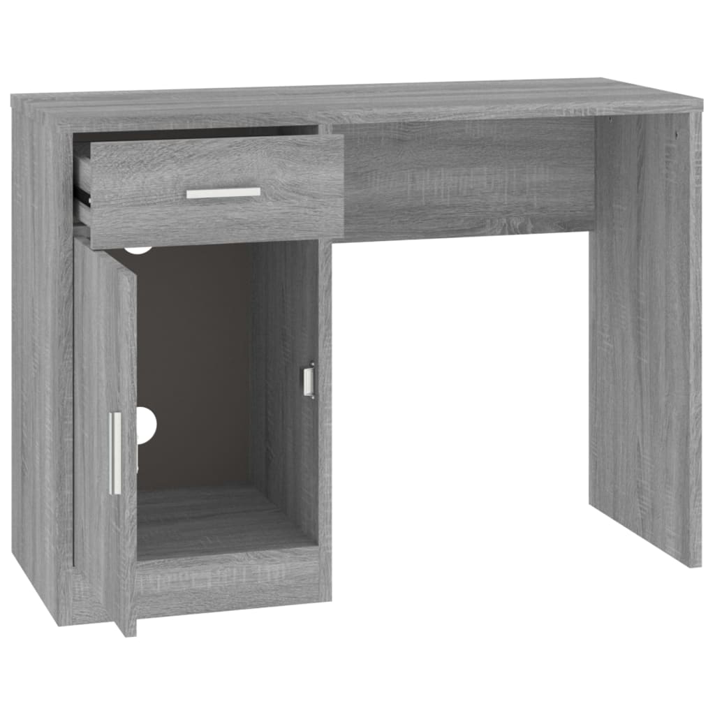 skrivebord med skab 100x40x73 cm konstrueret træ grå sonoma-eg