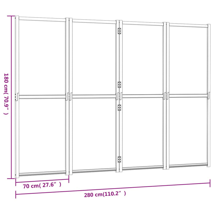 4-panels rumdeler 280x180 cm cremefarvet