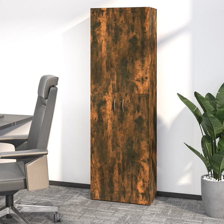 kontorskab 60x32x190 cm konstrueret træ røget egetræ