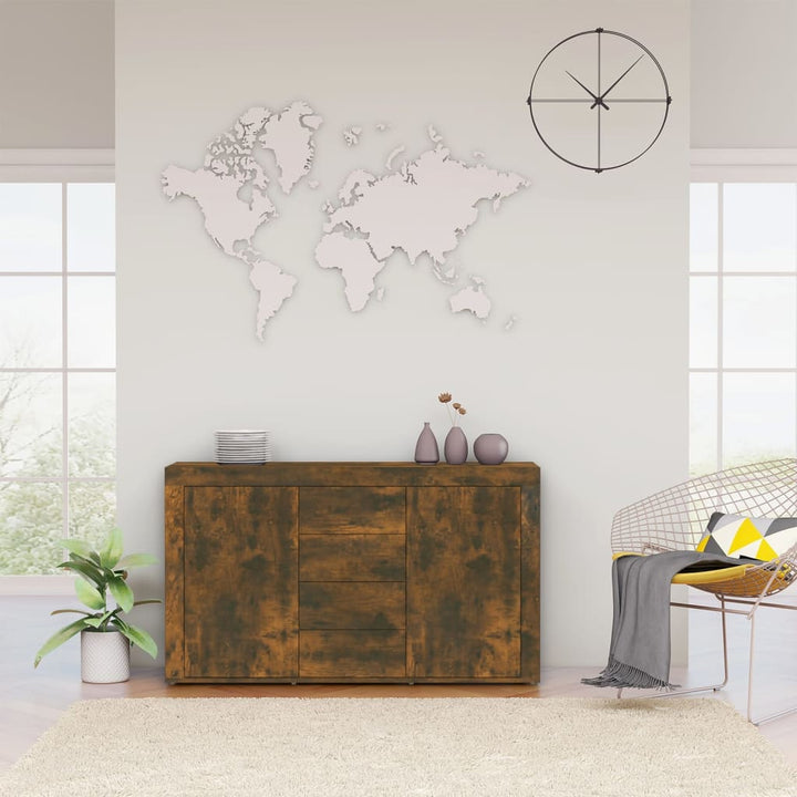 skænk 120x36x69 cm konstrueret træ røget egetræsfarve