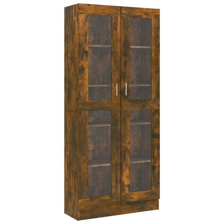 vitrineskab 82,5x30,5x185 cm konstrueret træ røget egetræ