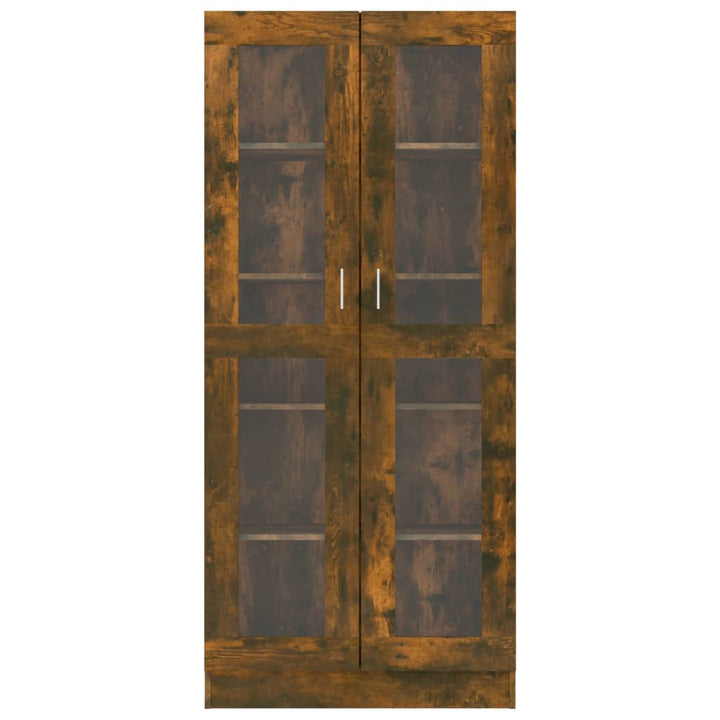 vitrineskab 82,5x30,5x185 cm konstrueret træ røget egetræ