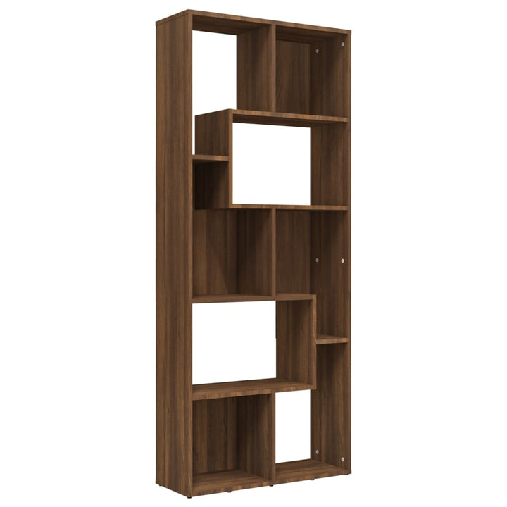 bogreol 67x24x161 cm konstrueret træ brun egetræsfarve