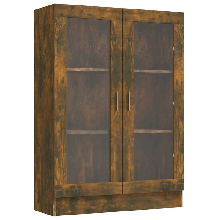 vitrineskab 82,5x30,5x115 cm konstrueret træ røget egetræ