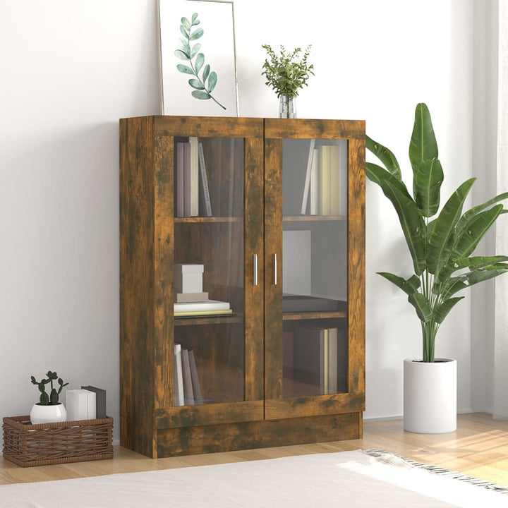 vitrineskab 82,5x30,5x115 cm konstrueret træ røget egetræ