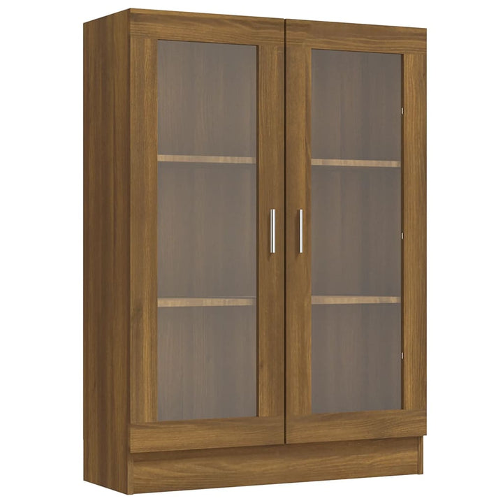 vitrineskab 82,5x30,5x115 cm konstrueret træ brun egetræsfarve