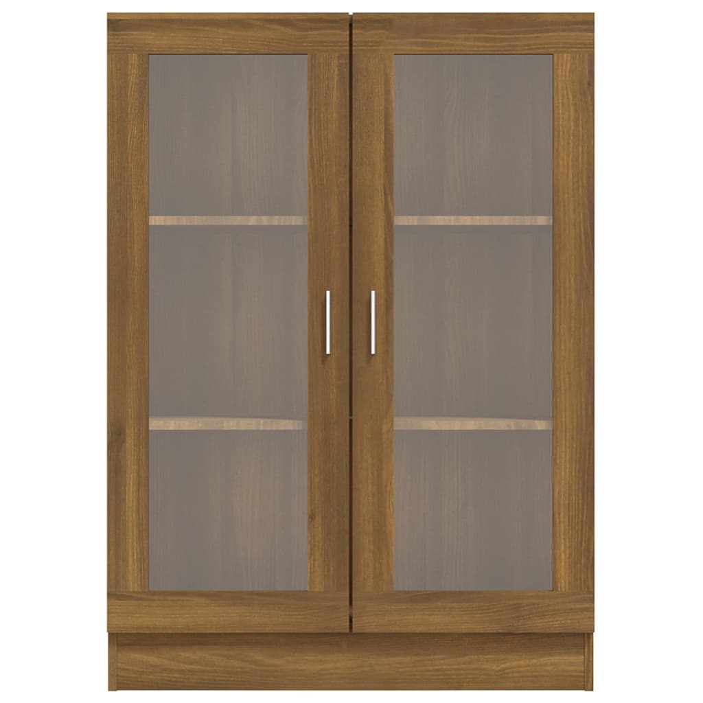 vitrineskab 82,5x30,5x115 cm konstrueret træ brun egetræsfarve