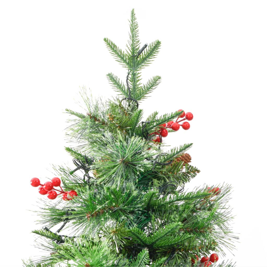 juletræ med grankogler og lys PVC og PE 225 cm grøn