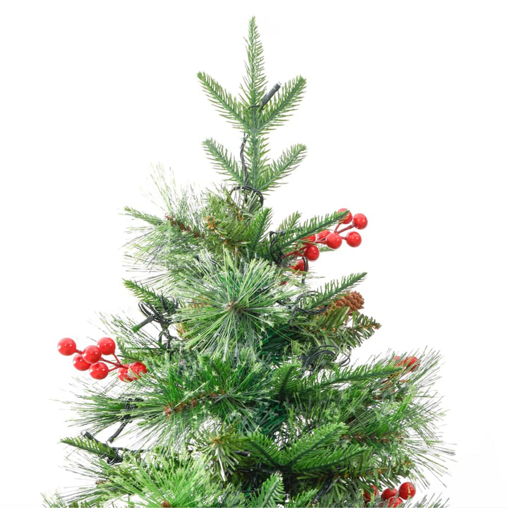 juletræ med grankogler og lys PVC og PE 225 cm grøn