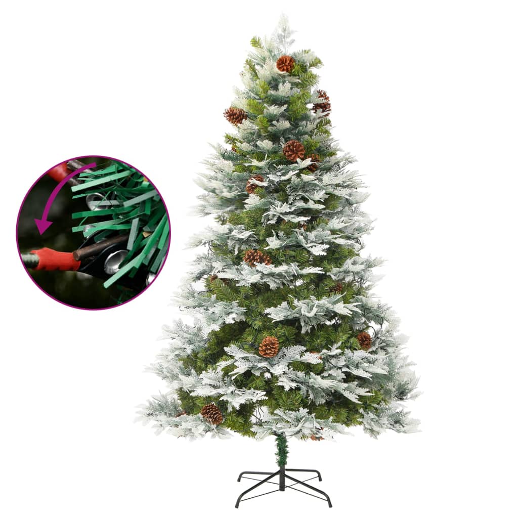 juletræ med grankogler og lys PVC og PE 195 cm grøn
