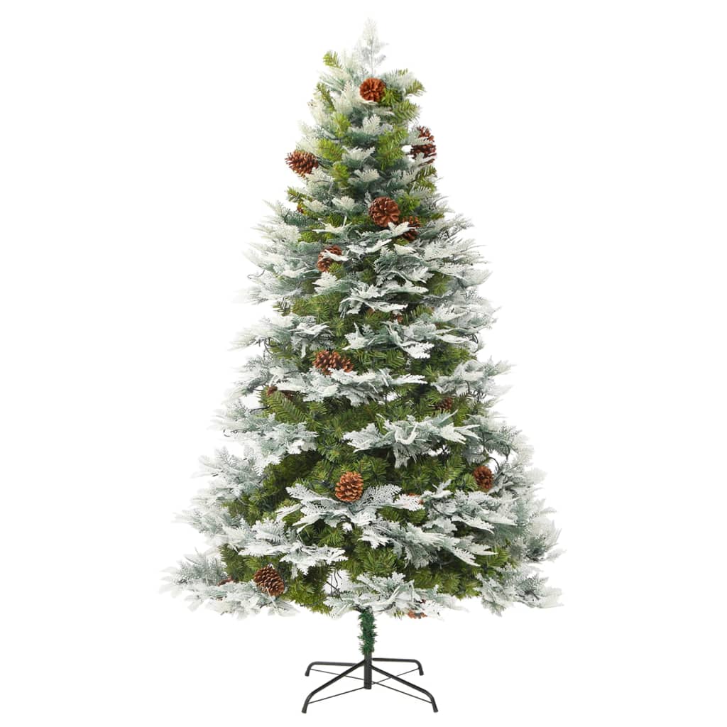 juletræ med grankogler og lys PVC og PE 195 cm grøn