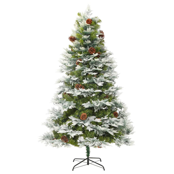 juletræ med grankogler og lys PVC og PE 195 cm grøn