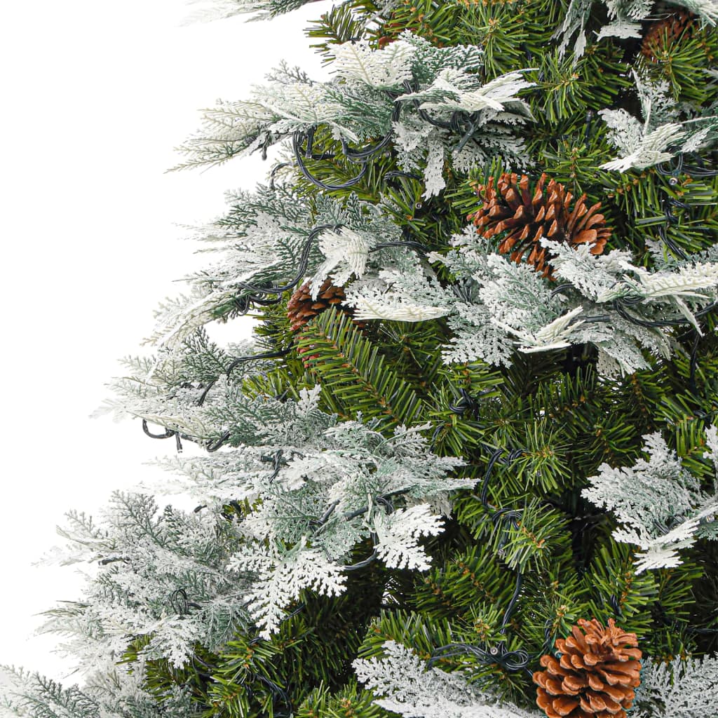 juletræ med grankogler og lys PVC og PE 195 cm grøn