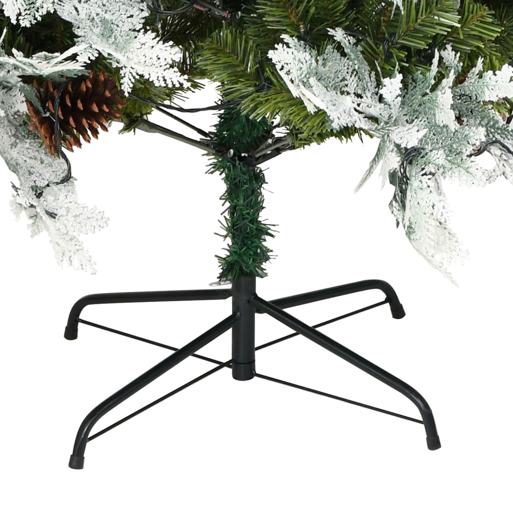 juletræ med grankogler og lys PVC og PE 195 cm grøn
