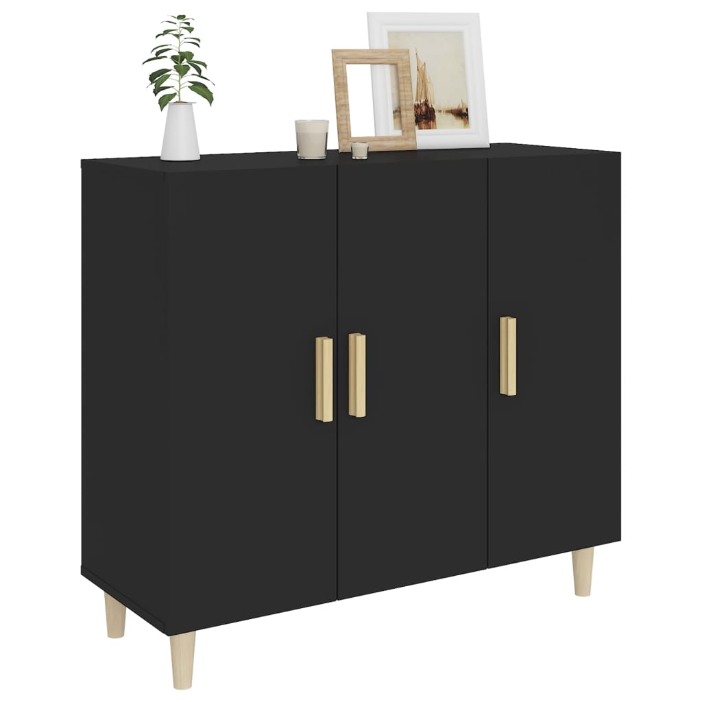 skab 90x34x80 cm konstrueret træ sort