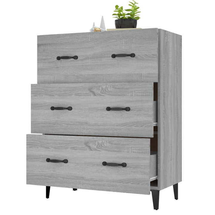 skænk 69,5x34x90 cm konstrueret træ grå sonoma-eg