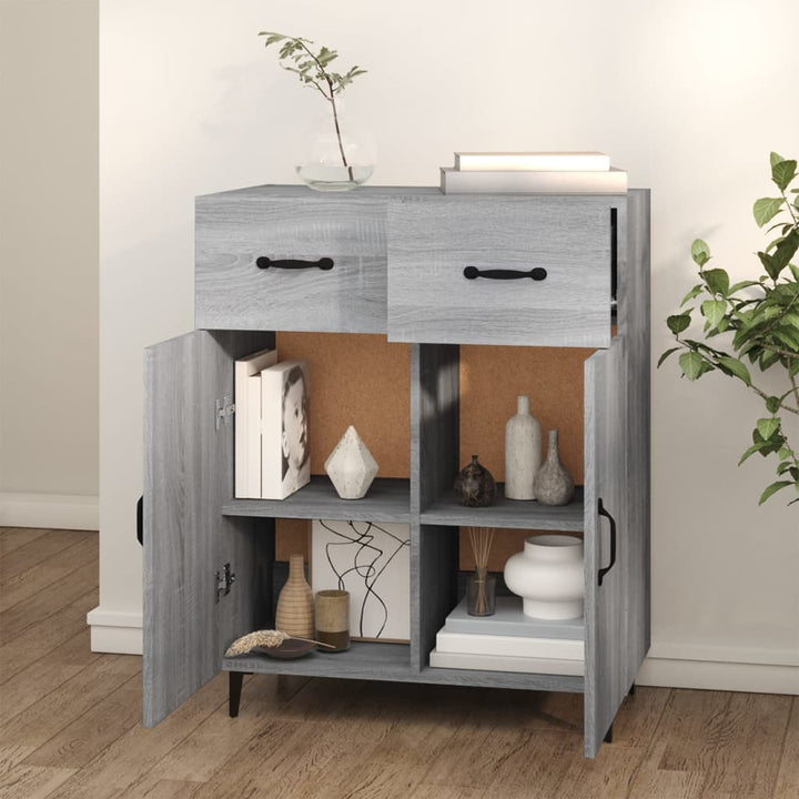skænk 69,5x34x90 cm konstrueret træ grå sonoma-eg