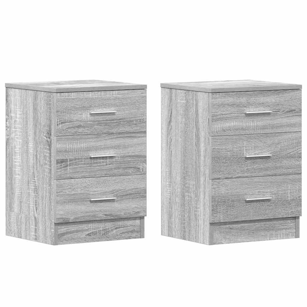 sengeborde 2 stk. 38x35x56 cm konstrueret træ grå sonoma-eg