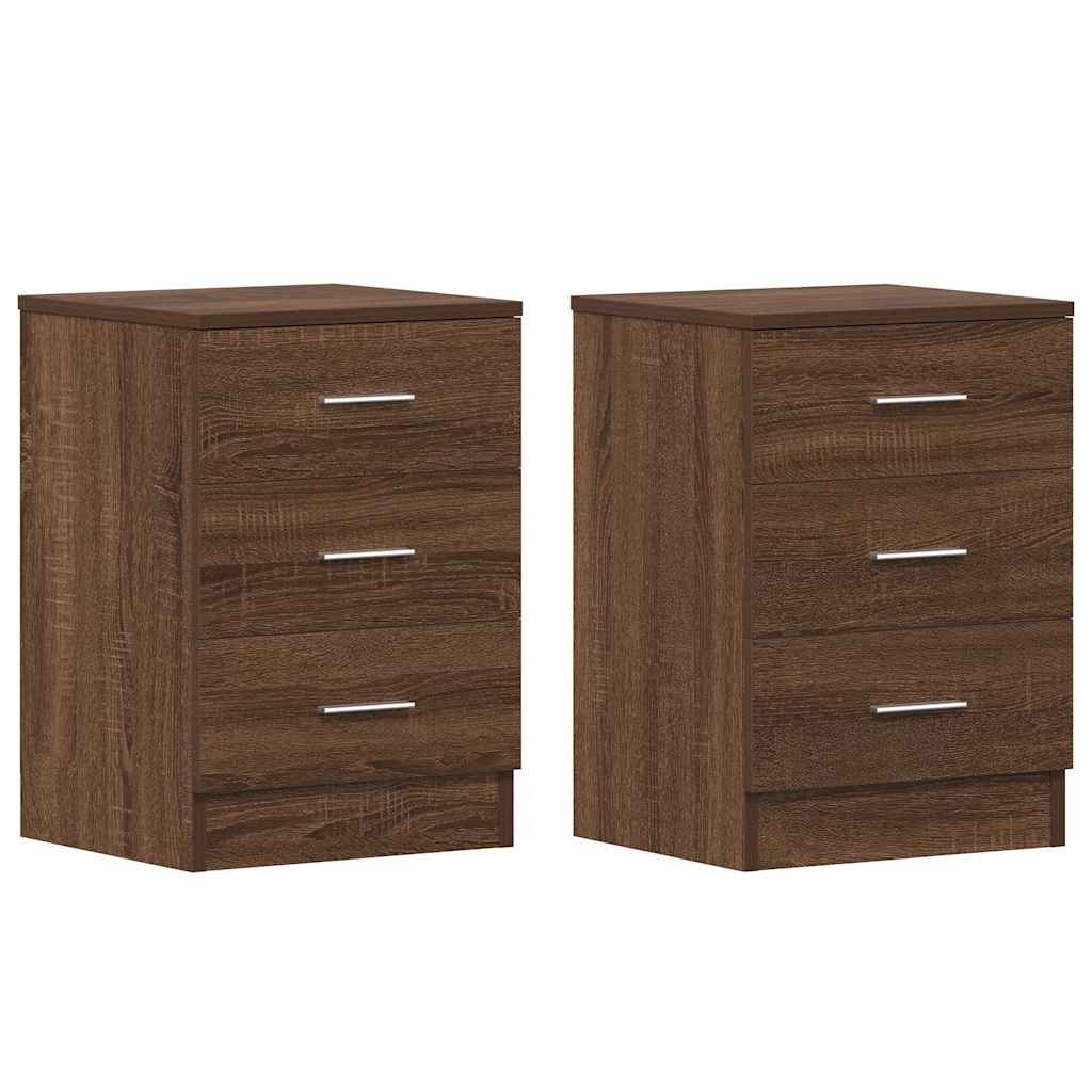sengeborde 2 stk. 38x35x56 cm konstrueret træ brun egetræsfarve