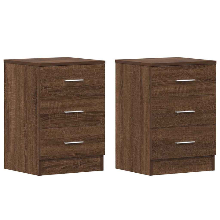 sengeborde 2 stk. 38x35x56 cm konstrueret træ brun egetræsfarve