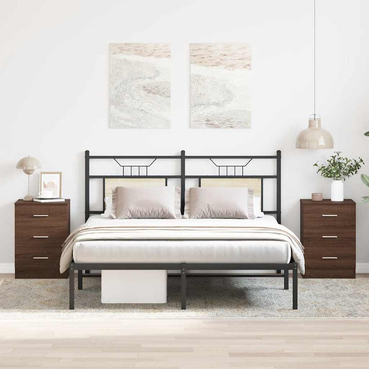 sengeborde 2 stk. 38x35x56 cm konstrueret træ brun egetræsfarve