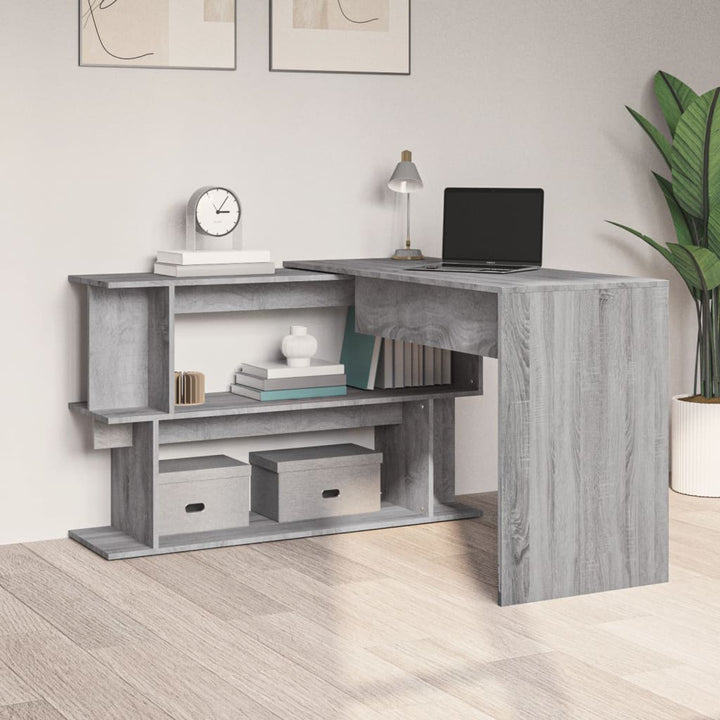 hjørneskrivebord 200x50x76 cm konstrueret træ grå sonoma-eg