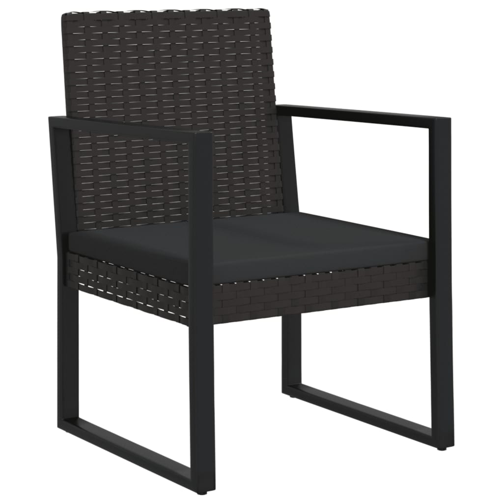 loungesæt til haven 3 dele med hynder polyrattan sort