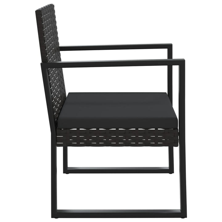 loungesæt til haven 3 dele med hynder polyrattan sort