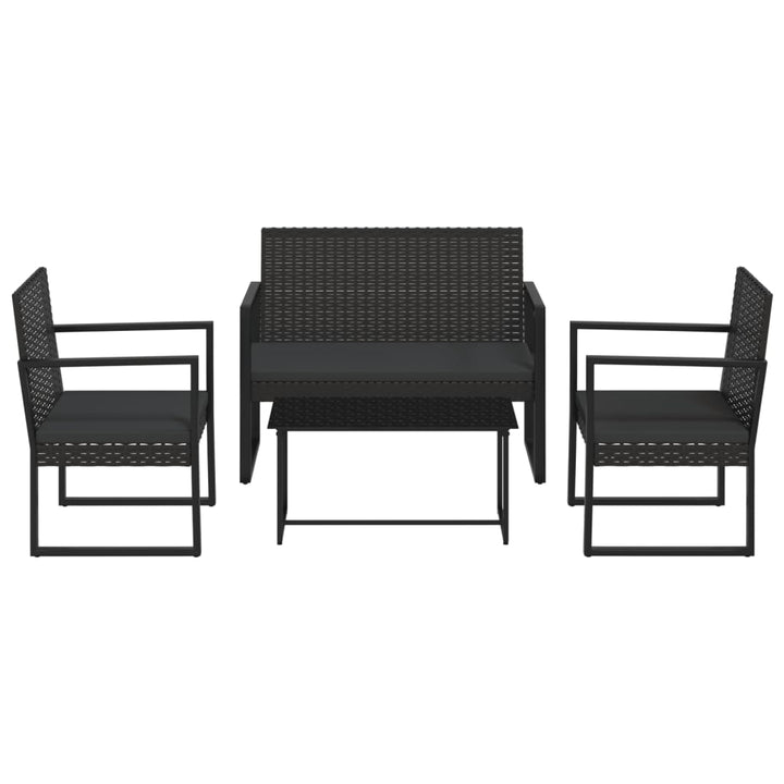 loungesæt til haven 4 dele med hynder polyrattan sort