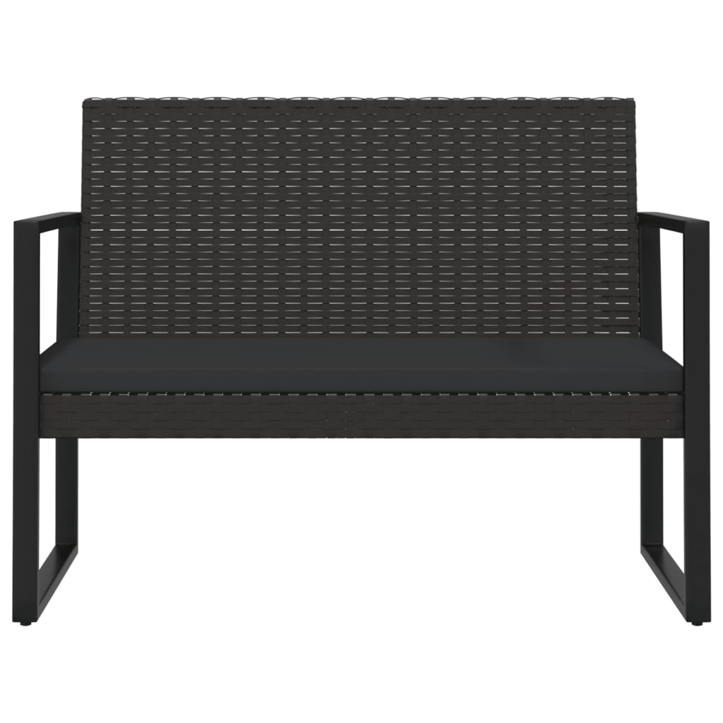 loungesæt til haven 4 dele med hynder polyrattan sort