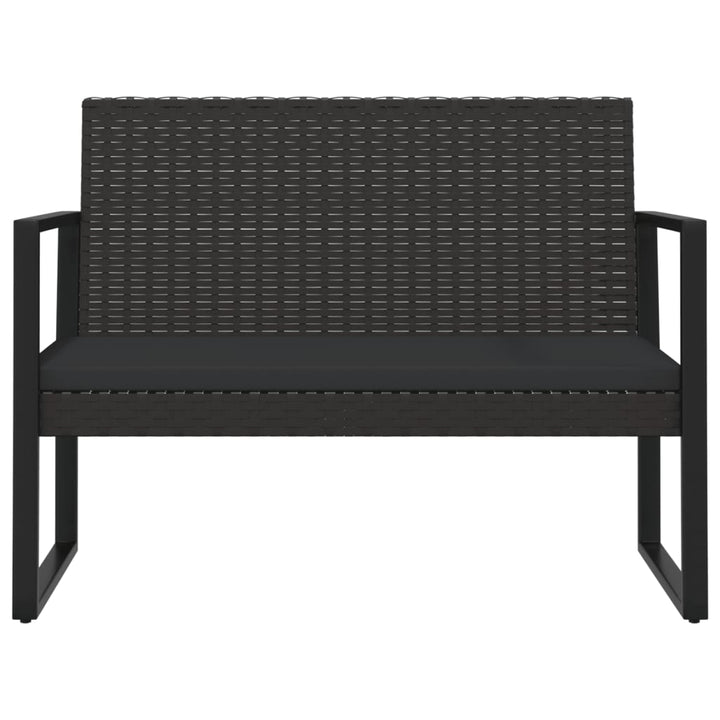loungesæt til haven 4 dele med hynder polyrattan sort