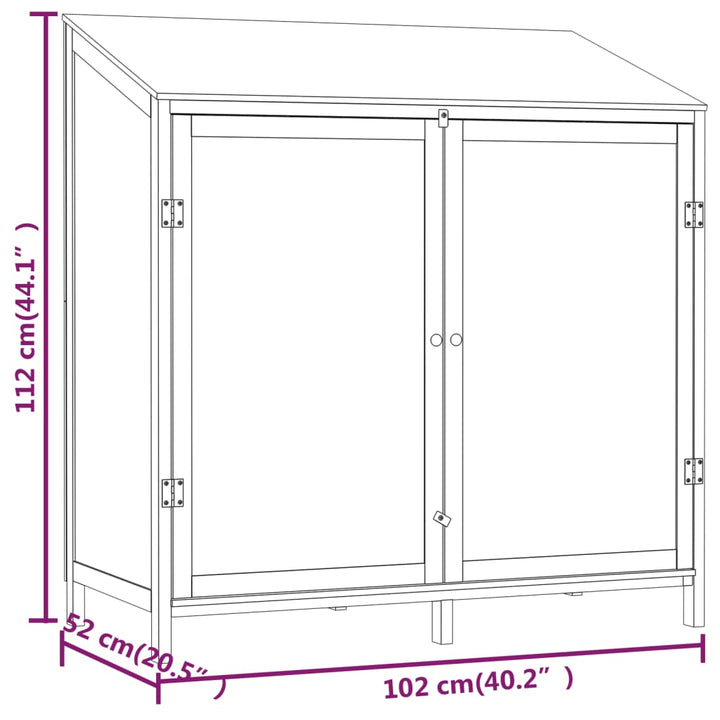 haveskur 102x52x112 cm massivt fyrretræ brun