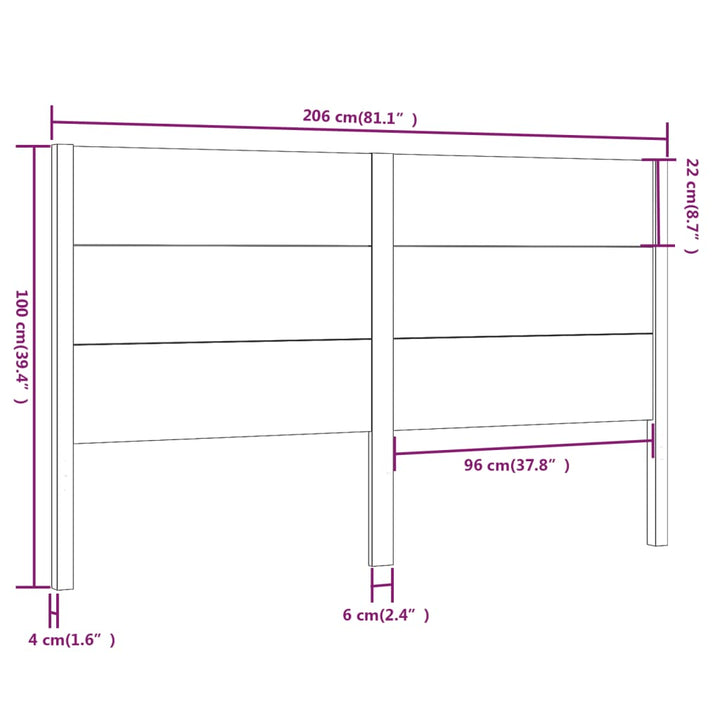 sengegærde 206x4x100 cm massivt fyrretræ hvid