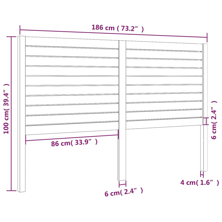 sengegærde 186x4x100 cm massivt fyrretræ hvid