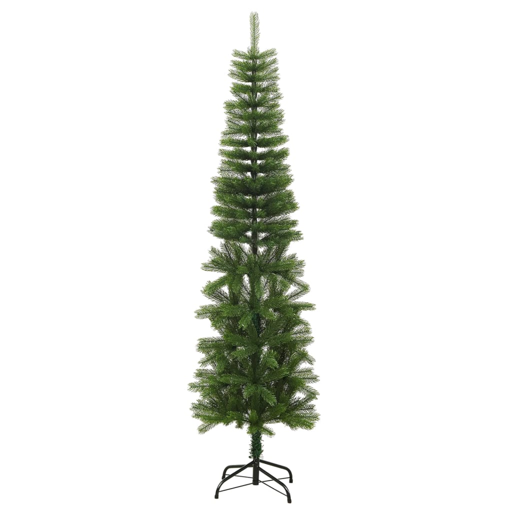 kunstigt smalt juletræ med juletræsfod 210 cm PE