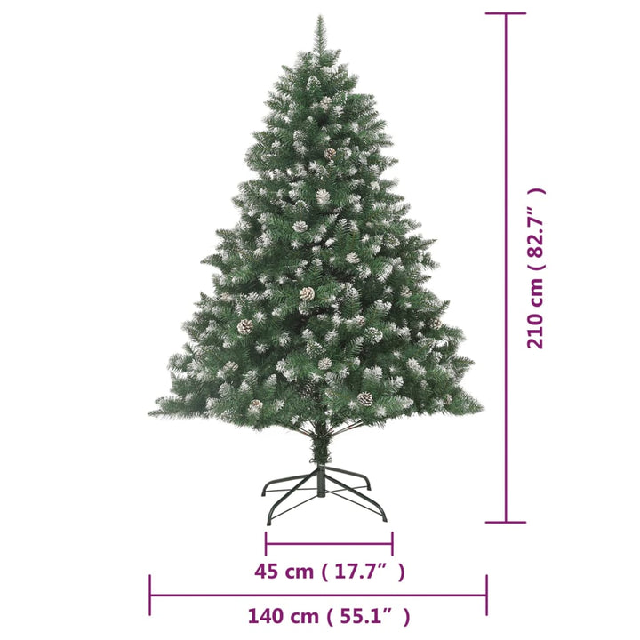 kunstigt juletræ med juletræsfod 210 cm PVC