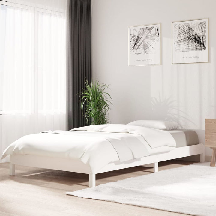 stabelbar seng 100x200 cm massivt fyrretræ hvid
