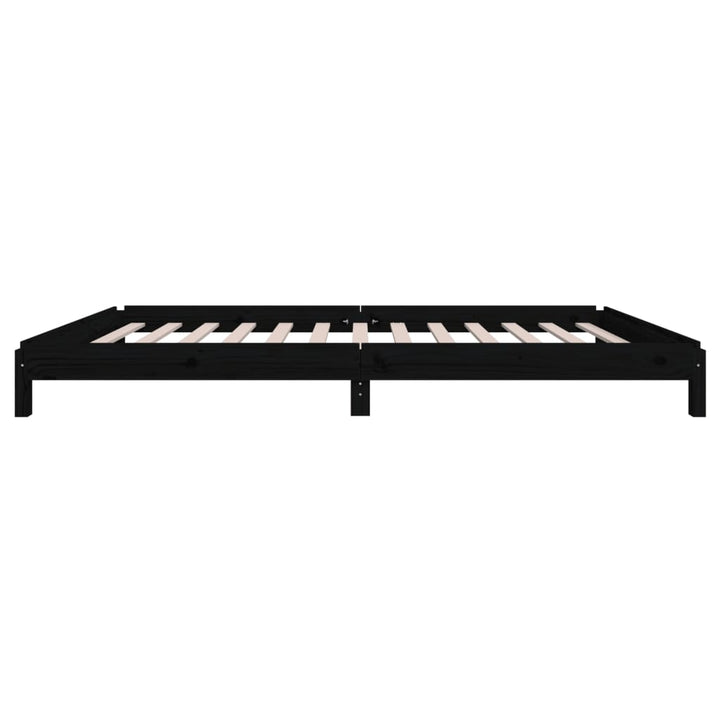 stabelbar seng 100x200 cm massivt fyrretræ sort
