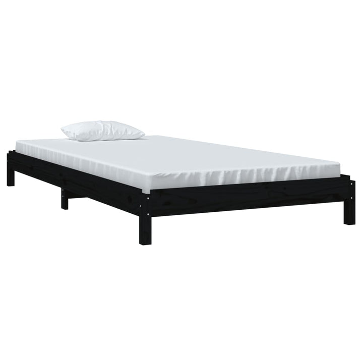 stabelbar seng 90x200 cm massivt fyrretræ sort